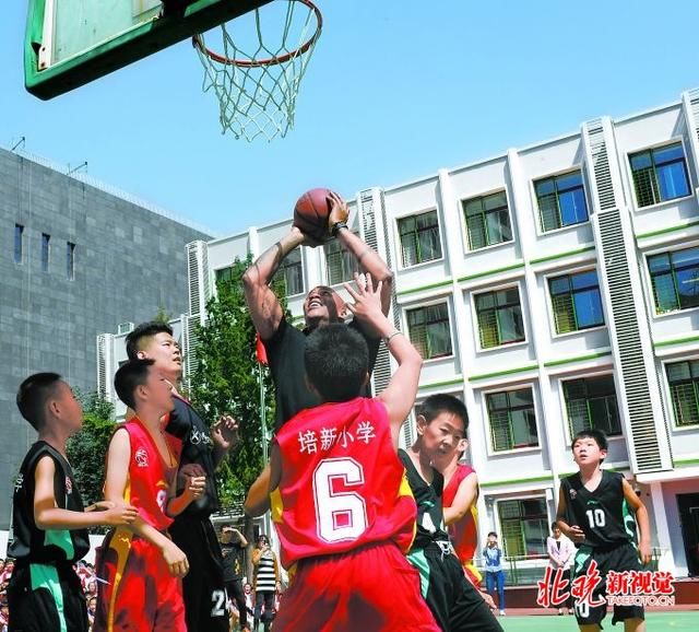 马政委助阵北京培新小学篮球联赛:与小球员打