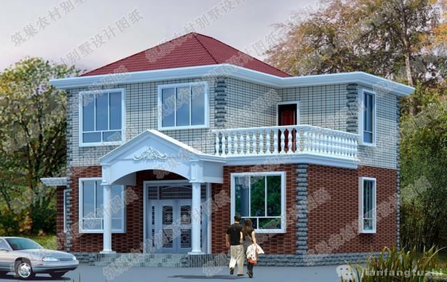 房屋建成效果图欣赏 二十万以内占地120二层农