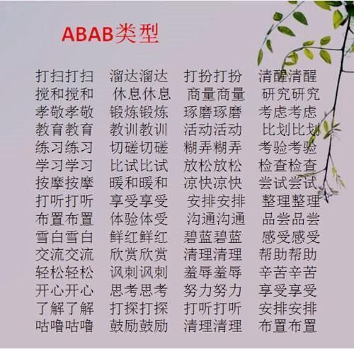 ABB+AABB+ABCC式成语!替孩子打印贴墙背