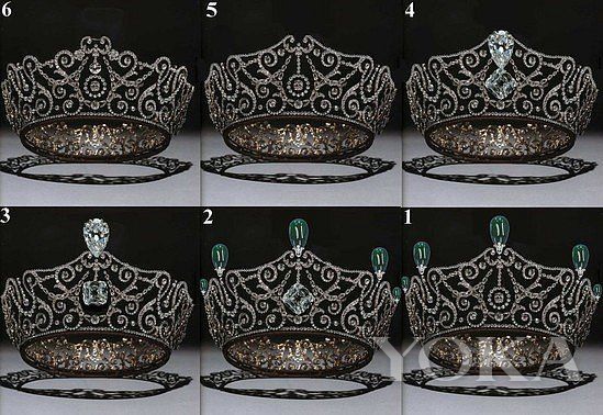 玛丽王后佩戴镶有祖母绿的德里杜尔巴王冠,图片来自pinterest.