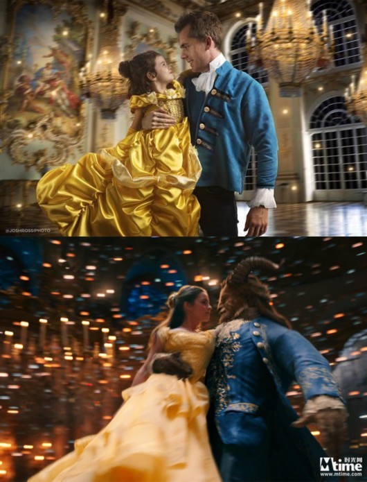 父女同框重演《美女与野兽》 别人家的老爸给女儿圆了迪士尼公主梦