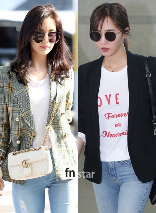 [少女时代][新闻]170429 徐贤、Yuri现身仁川机场 小西装+牛仔裤造型好帅气