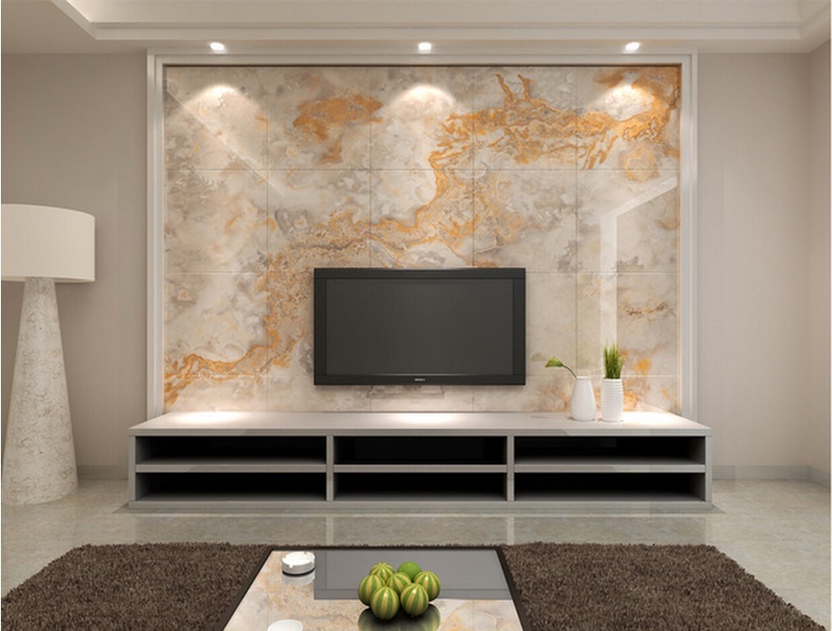 大理石瓷砖背景墙,把客厅、尊贵的一面展示给朋友