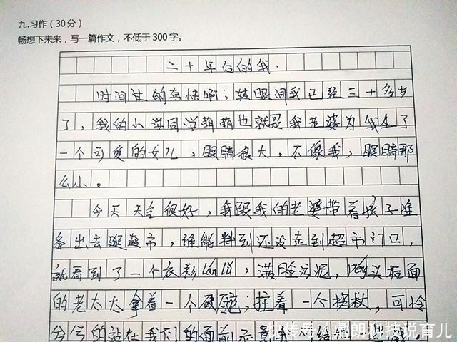 小学考试零分作文《二十年后的我》,老师评语