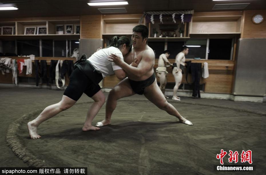 探访日本女子相扑队:与男队员一起训练切磋 探访日本女子相扑队:与男队员一起训练切磋
