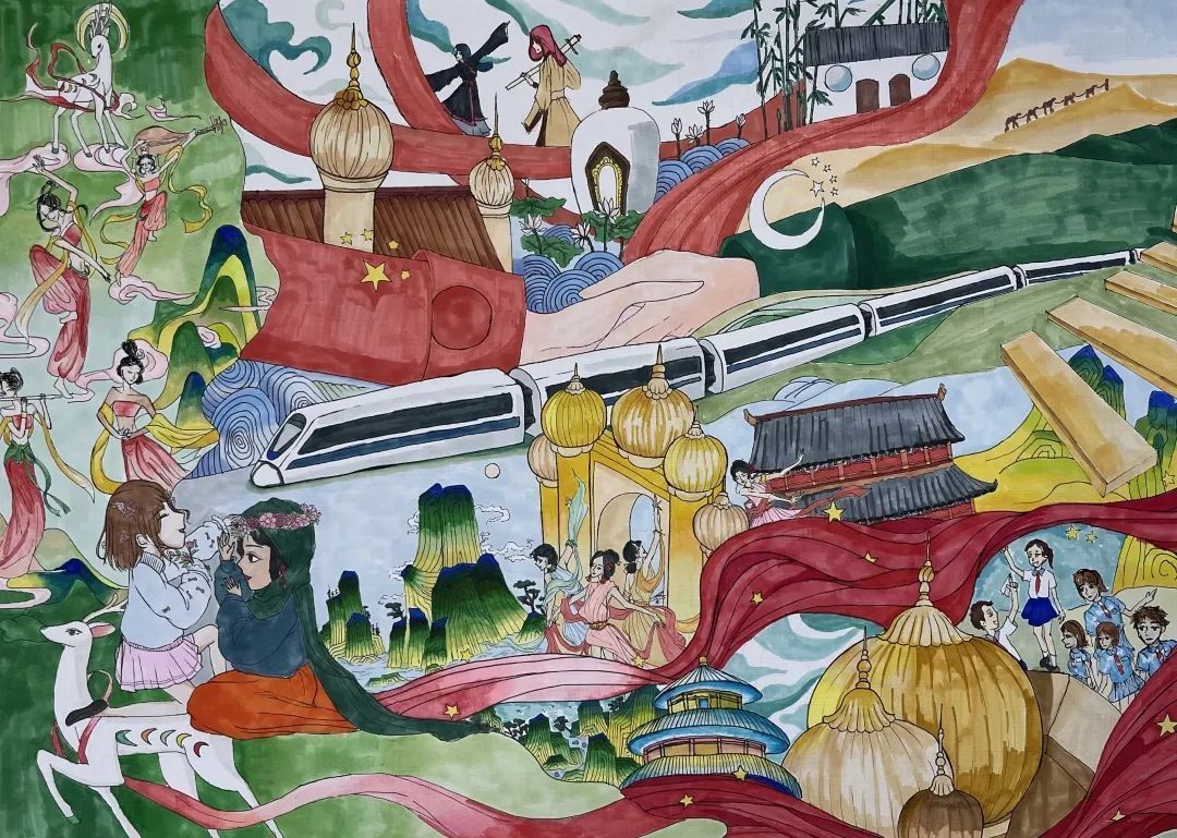 中巴建交70周年 青少年绘画比赛优秀作品在北京汽车博物馆展出