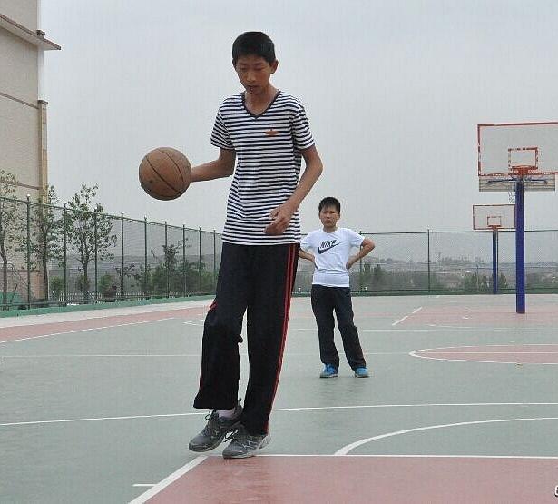 2015年山东省章丘市中小学生篮球赛上一名13岁小学生因为其2米05的身高引起了大家的广泛关注，被人称为“小姚明”。