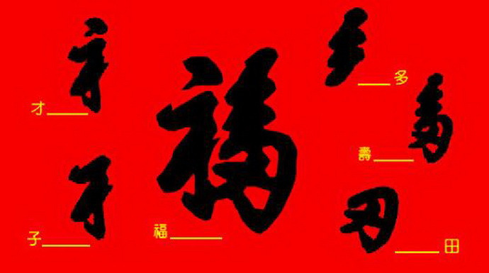 康熙御笔福字书法:福中有寿,福寿双全