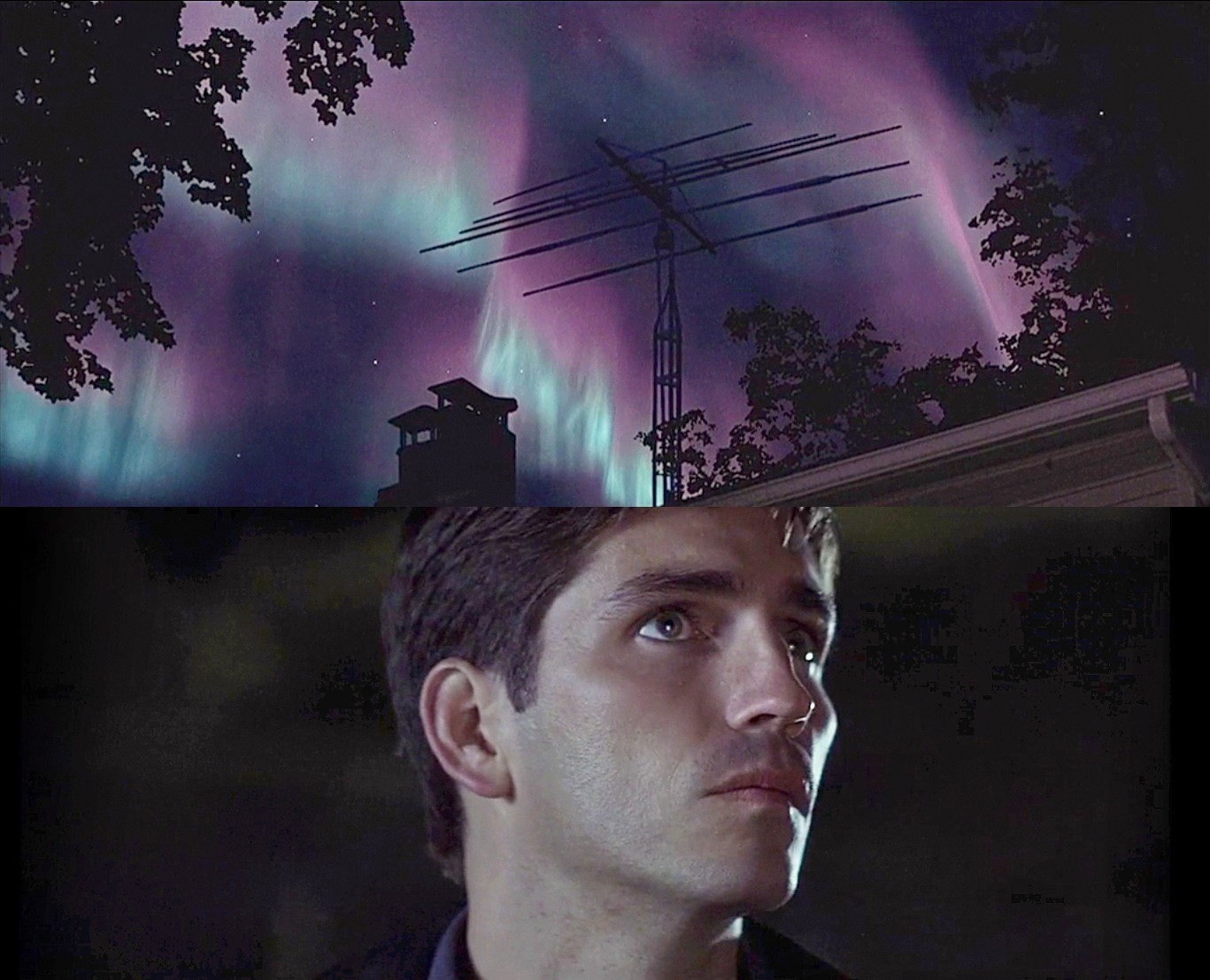 这幅海报将电影语言都表现其中, 海报用深邃的夜空将视觉空间拉开,一