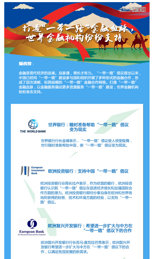 打通“一带一路”金融血脉 世界金融机构纷纷支持