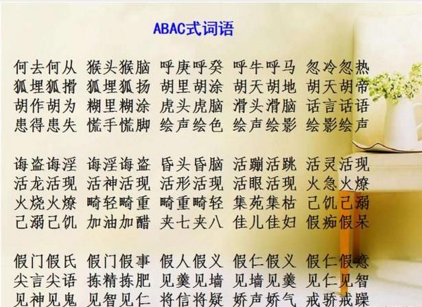 AABB+ABAB+ABAC+AACC式超全词语汇总!