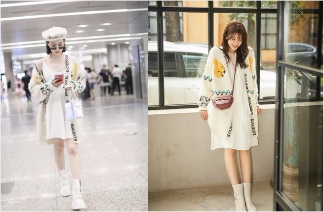 宋茜撞衫孙怡,同是短裙配针织开衫却惨败,画风