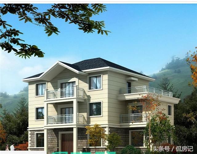 12x10三层农村小别墅,带大堂屋,八间卧室,主打经济实用型