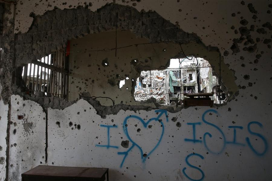 当地时间2017年10月25日，菲律宾马拉维，马拉维战事结束，战后废墟满城凄凉。