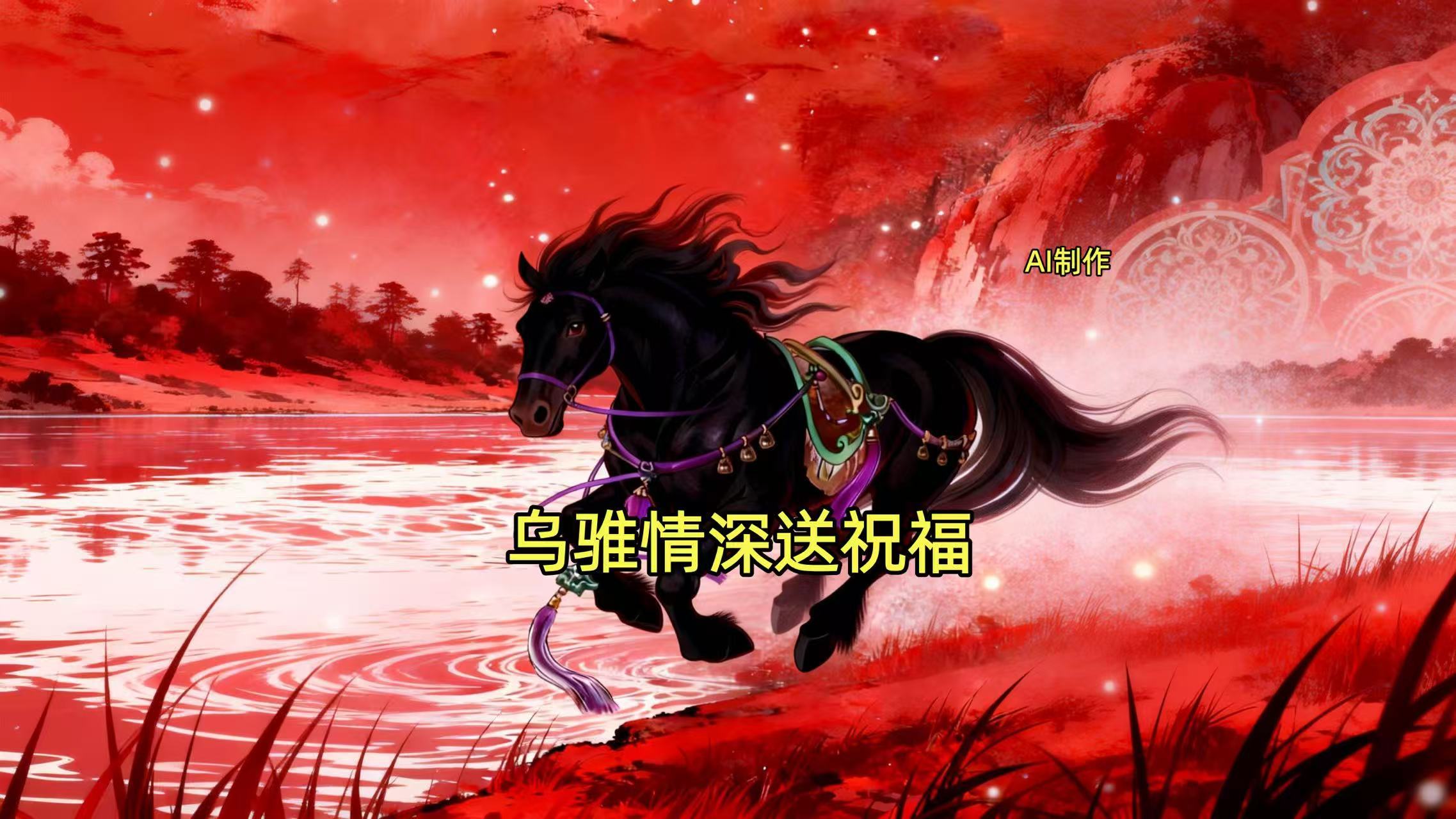 乌骓踏月，伴主江东情义重；忠魂化雨，润泽家门福气浓