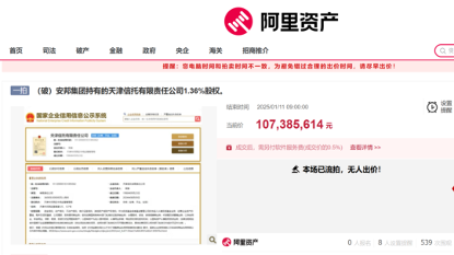 天津信托1.36%股权,将再次拍卖 天津信托1.36%股权,将再次拍卖