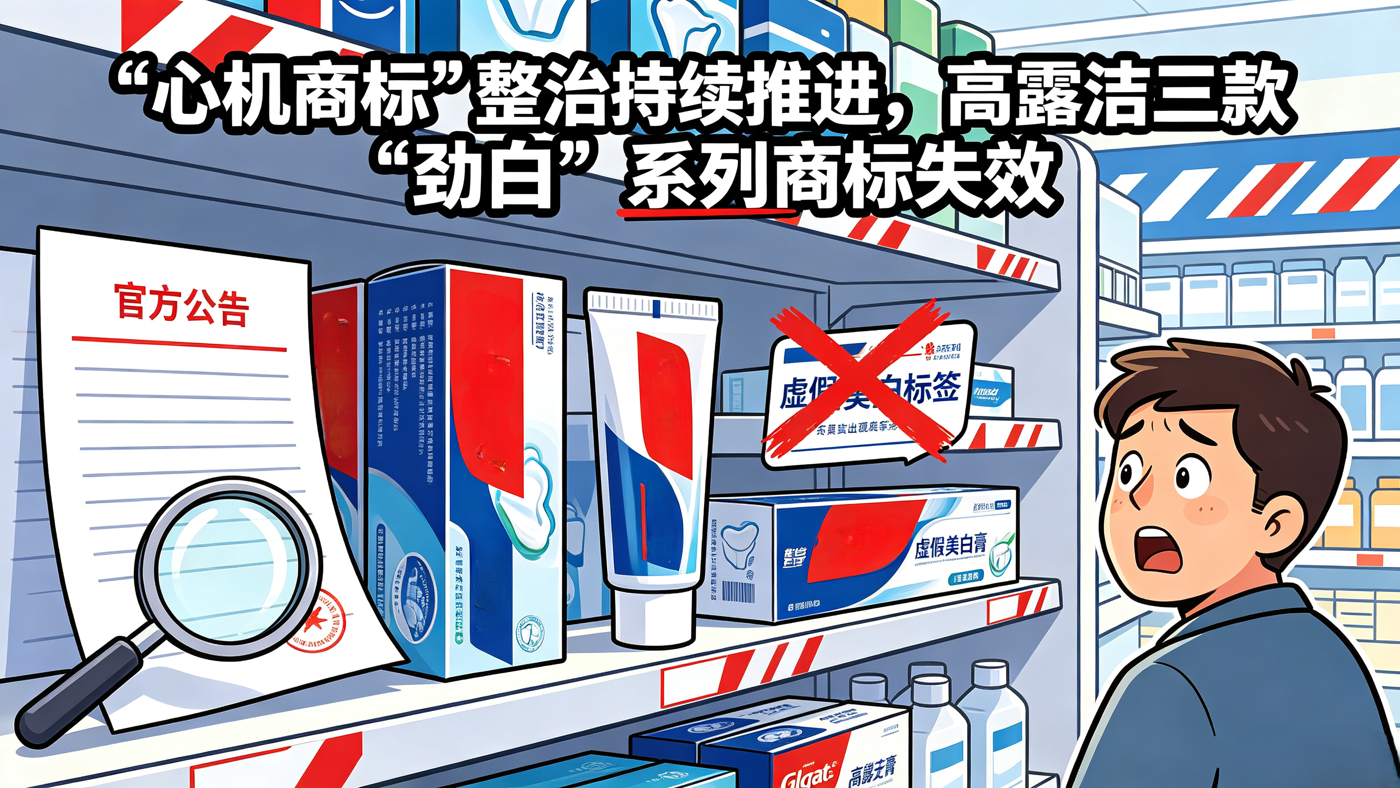 “心机商标”整治持续推进，高露洁三款“劲白”系列商标失效