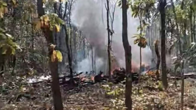泰国一架军用机坠毁2人遇难