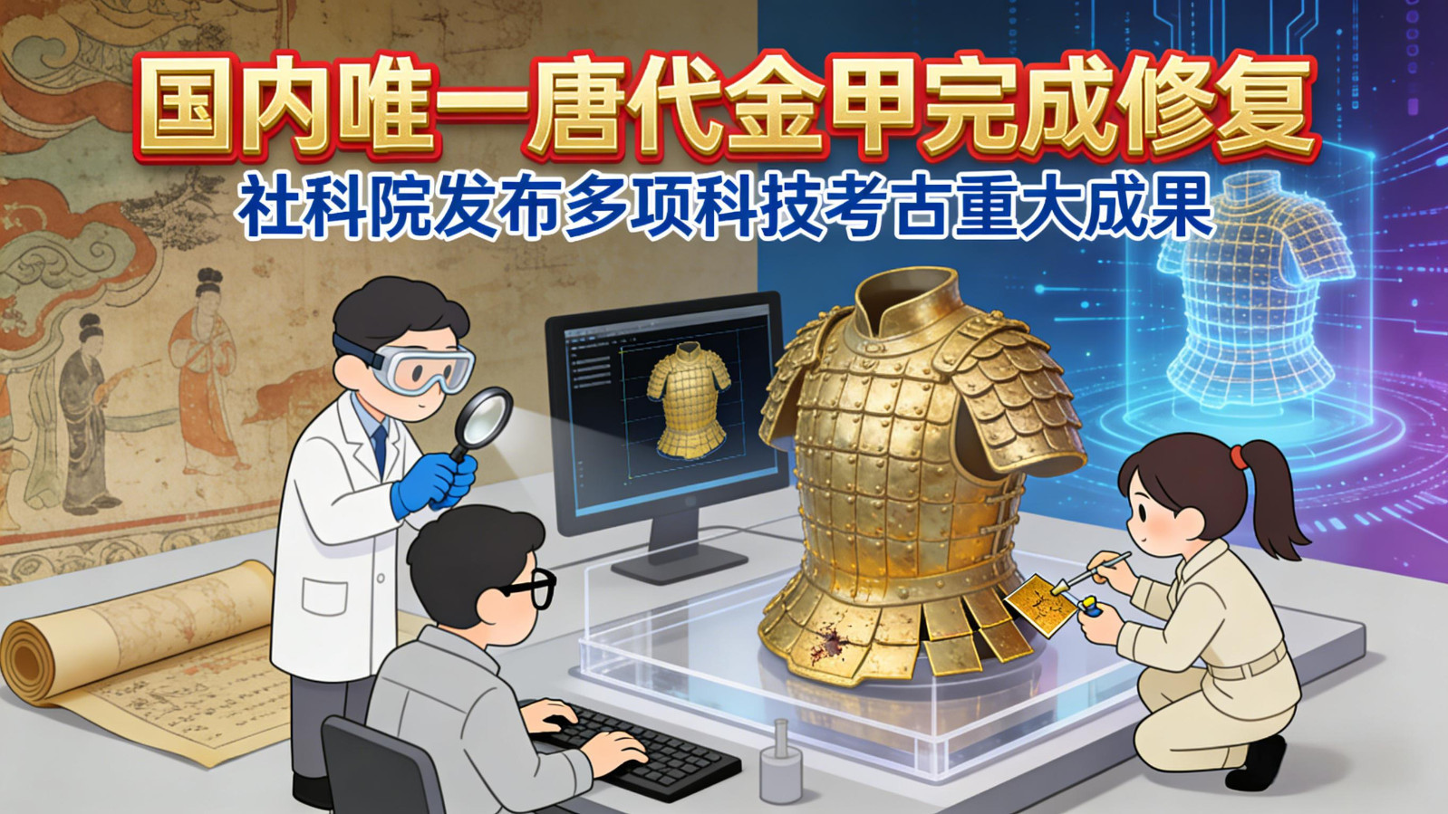 国内唯一唐代金甲完成修复 国内唯一唐代金甲完成修复