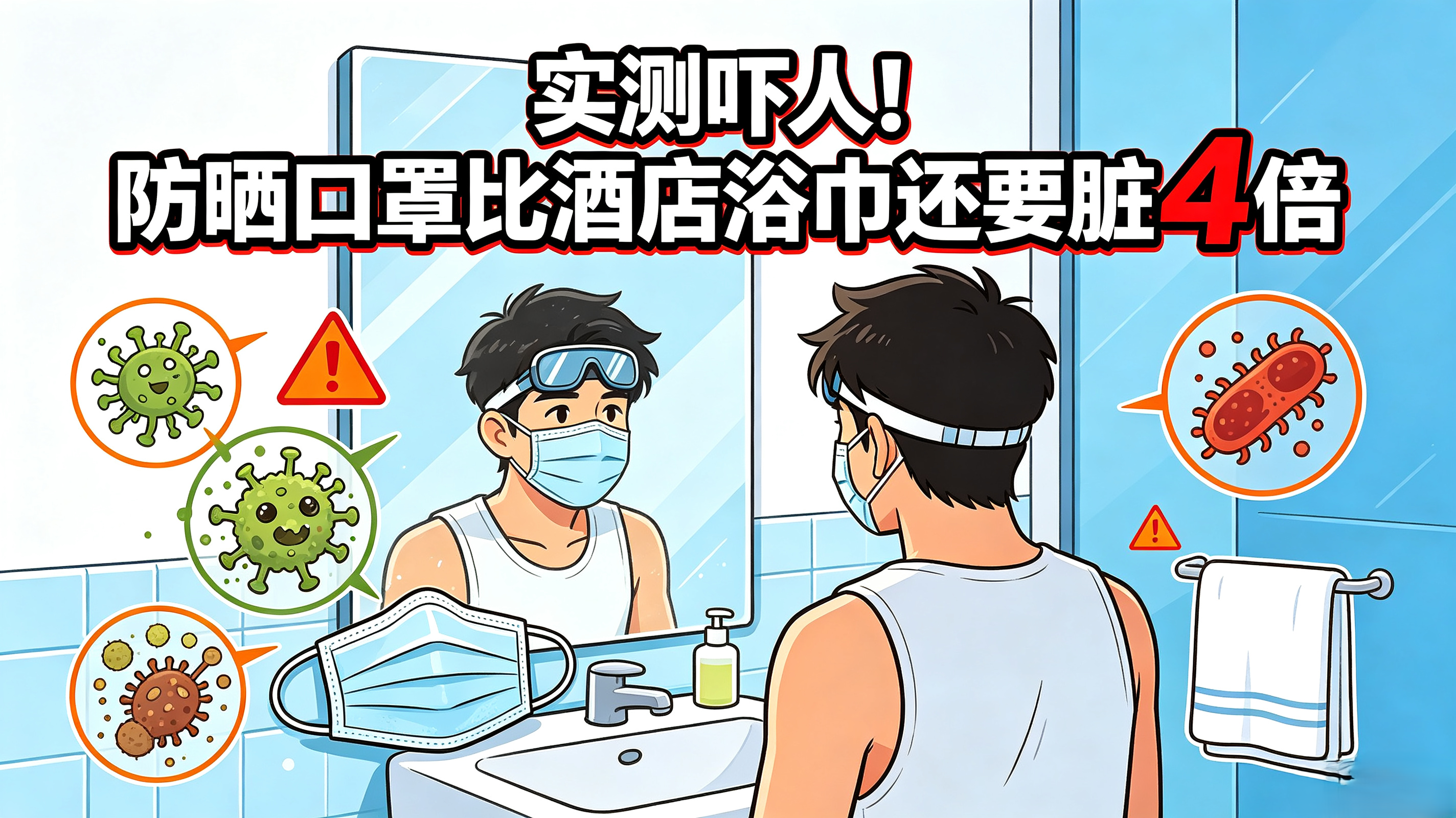 实测吓人!防晒口罩比酒店浴巾还要脏4倍 实测吓人!防晒口罩比酒店浴巾还要脏4倍